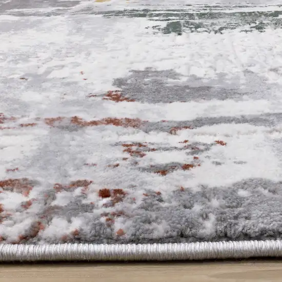 Gray Yellow And Green Abstract Area Rug Photo 9