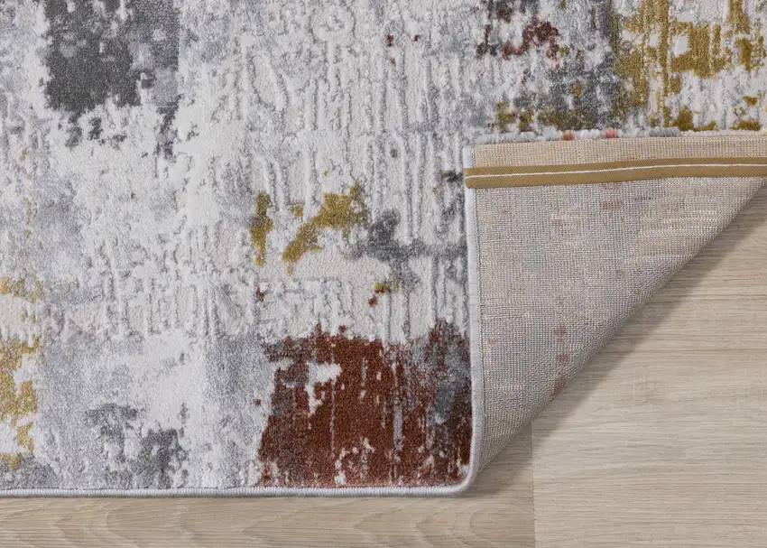 Gray Yellow And Green Abstract Area Rug Photo 7