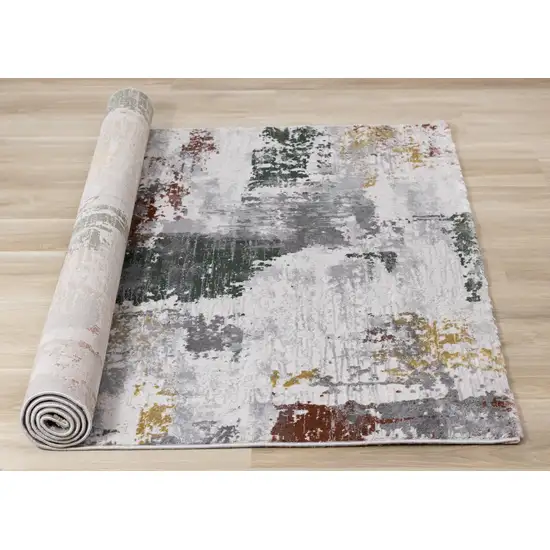 Gray Yellow And Green Abstract Area Rug Photo 8
