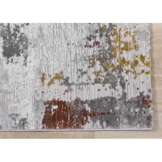 Gray Yellow And Green Abstract Area Rug Photo 7