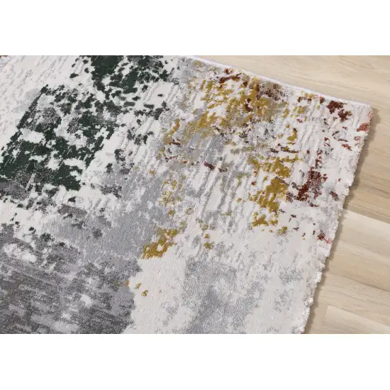 Gray Yellow And Green Abstract Area Rug Photo 6