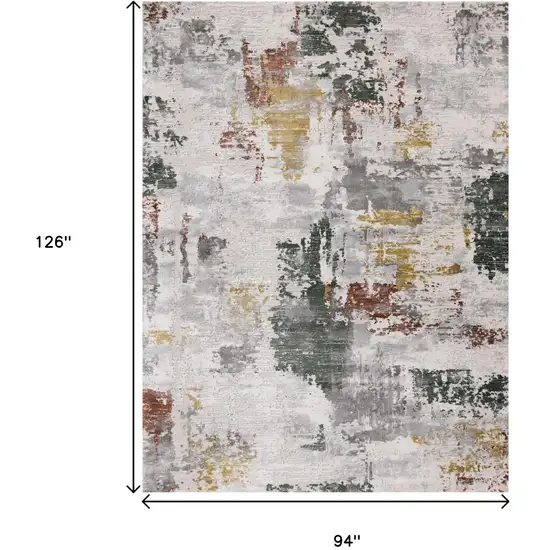 Gray Yellow And Green Abstract Area Rug Photo 3