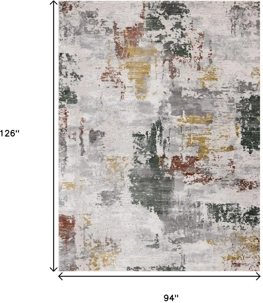 Gray Yellow And Green Abstract Area Rug Photo 3