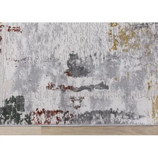 Gray Yellow And Green Abstract Area Rug Photo 9
