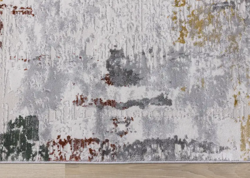 Gray Yellow And Green Abstract Area Rug Photo 9