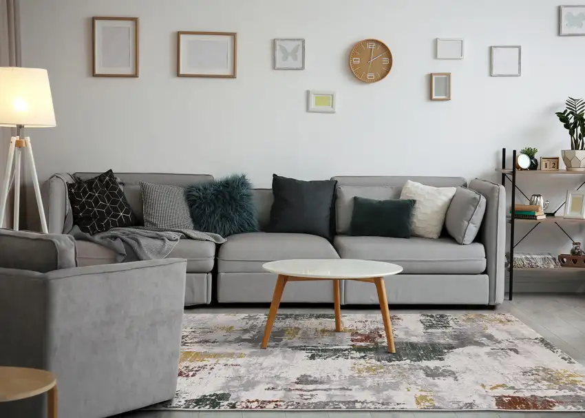 Gray Yellow And Green Abstract Area Rug Photo 5