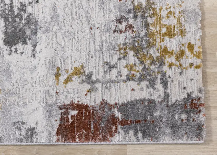 Gray Yellow And Green Abstract Area Rug Photo 7