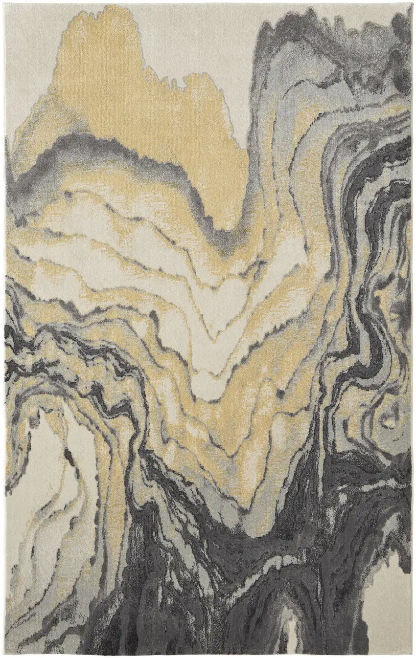 Gray Yellow And Ivory Area Rug Photo 1