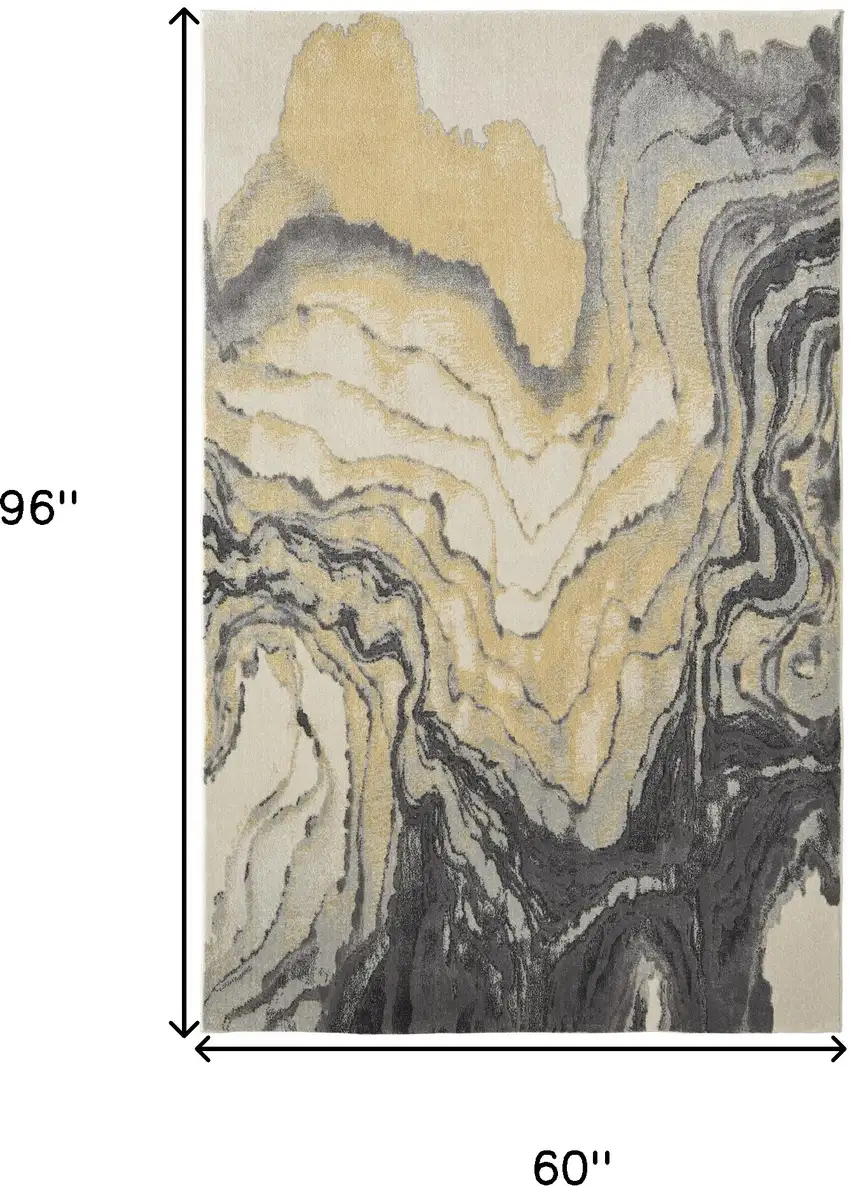 Gray Yellow And Ivory Area Rug Photo 9