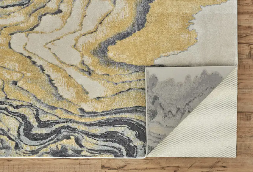 Gray Yellow And Ivory Area Rug Photo 3