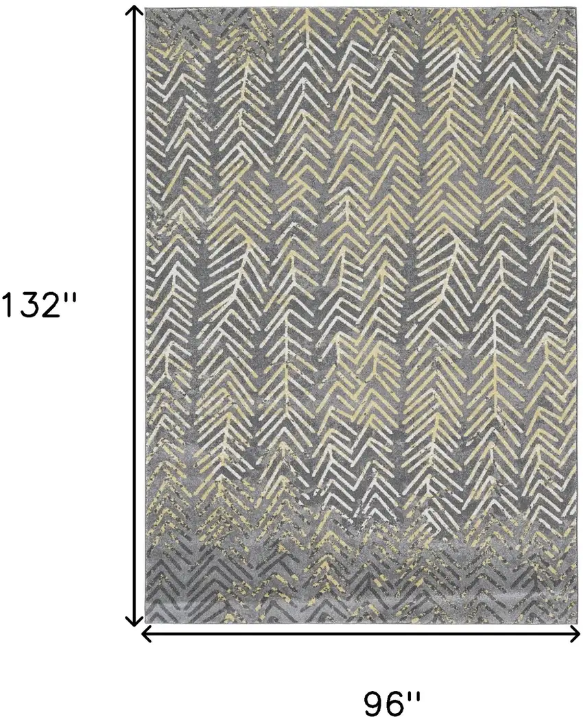 Gray Yellow And White Abstract Stain Resistant Area Rug Photo 6