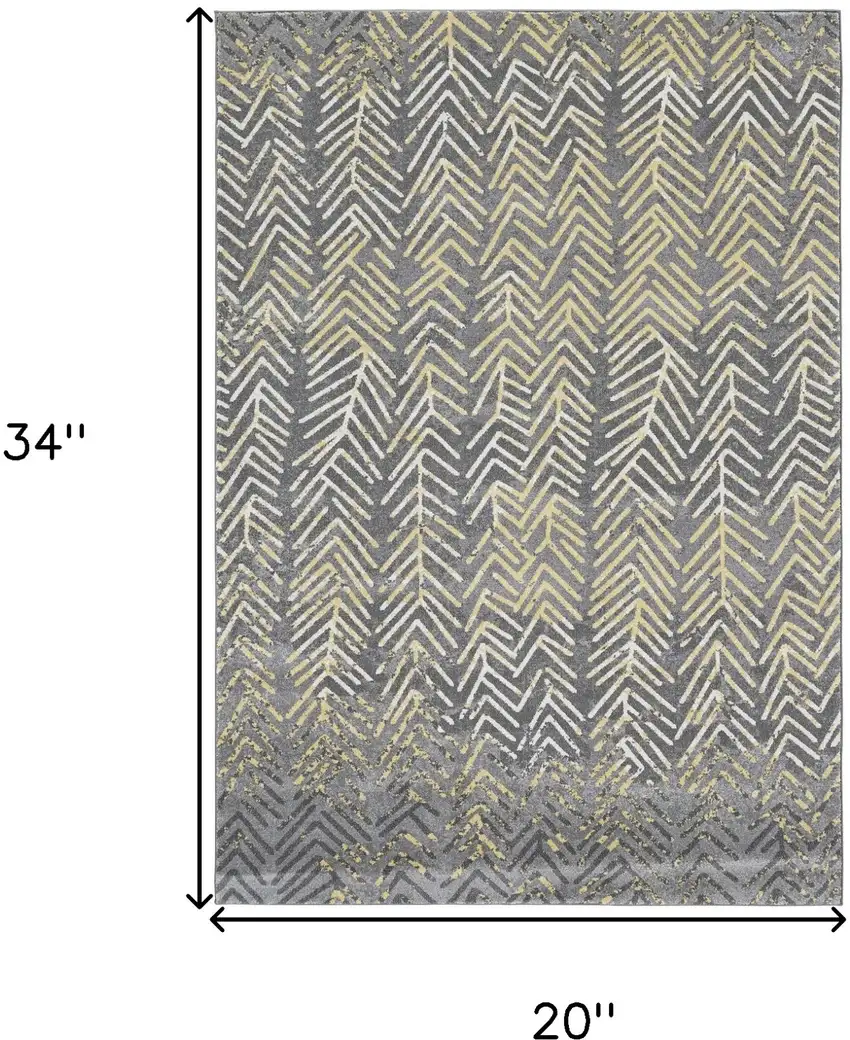 Gray Yellow And White Abstract Stain Resistant Area Rug Photo 6