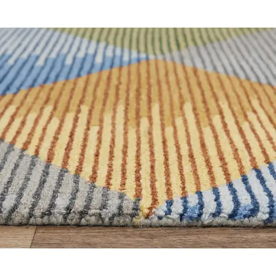 Gray Yellow Green And Blue Wool Geometric Hand Tufted Area Rug Photo 6