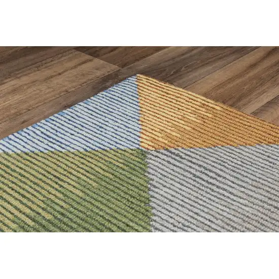 Gray Yellow Green And Blue Wool Geometric Hand Tufted Area Rug Photo 5