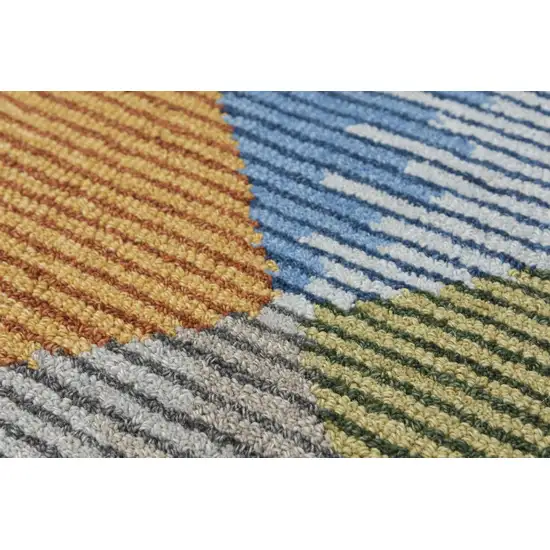 Gray Yellow Green And Blue Wool Geometric Hand Tufted Area Rug Photo 4