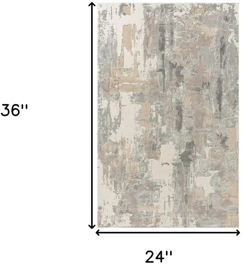 Gray and Beige Abstract Area Rug Photo 3