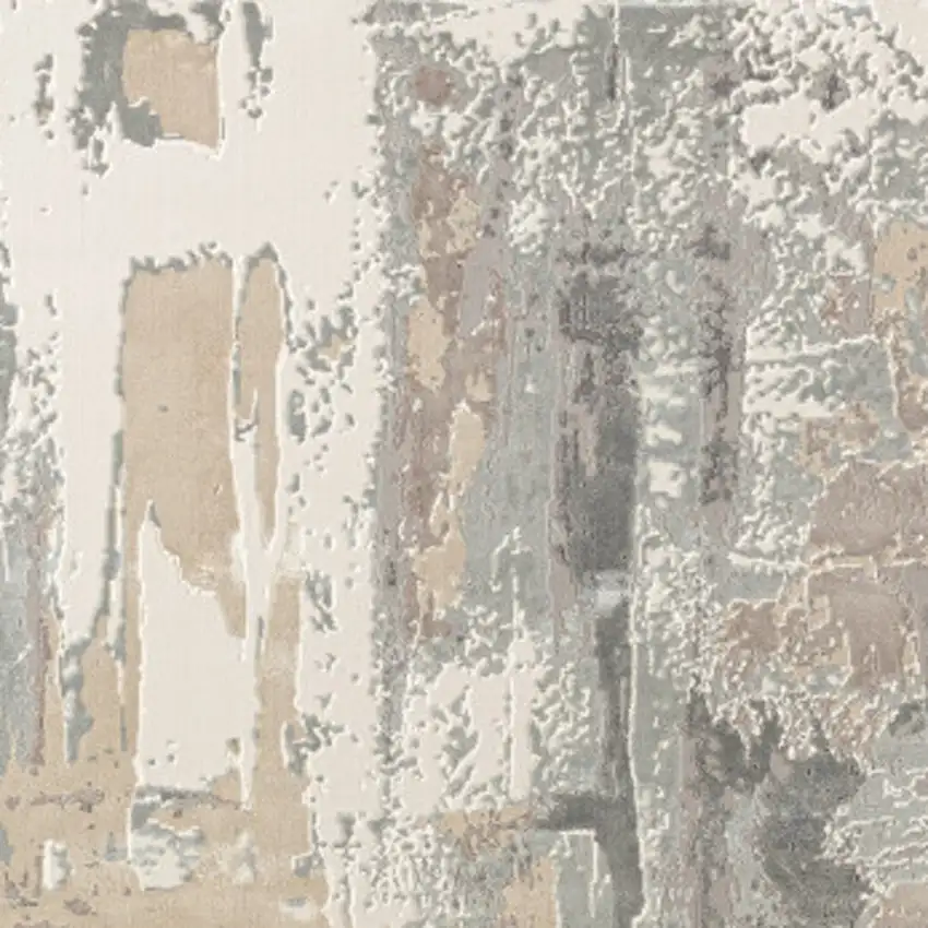 Beige Ivory And Gray Abstract Area Rug Photo 9