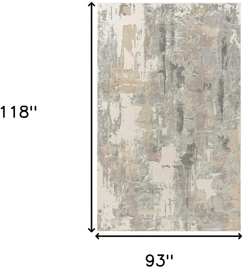 Gray and Beige Abstract Area Rug Photo 3