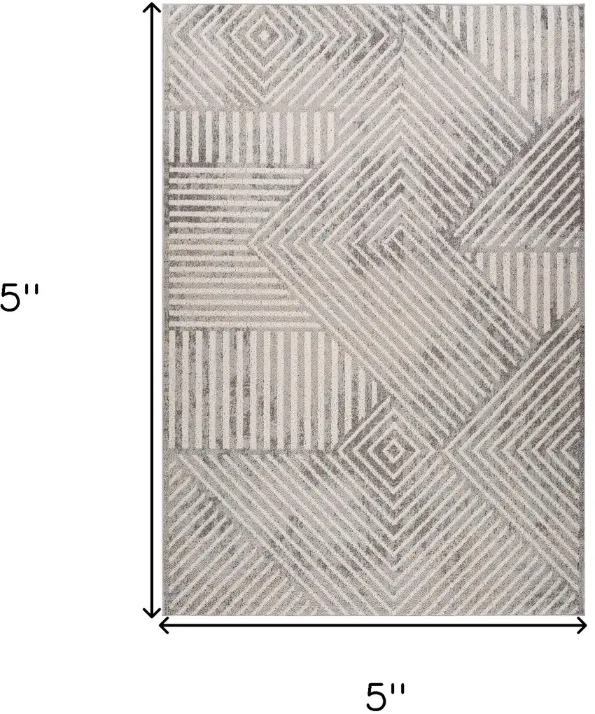 Gray and Beige Abstract Distressed Area Rug Photo 3