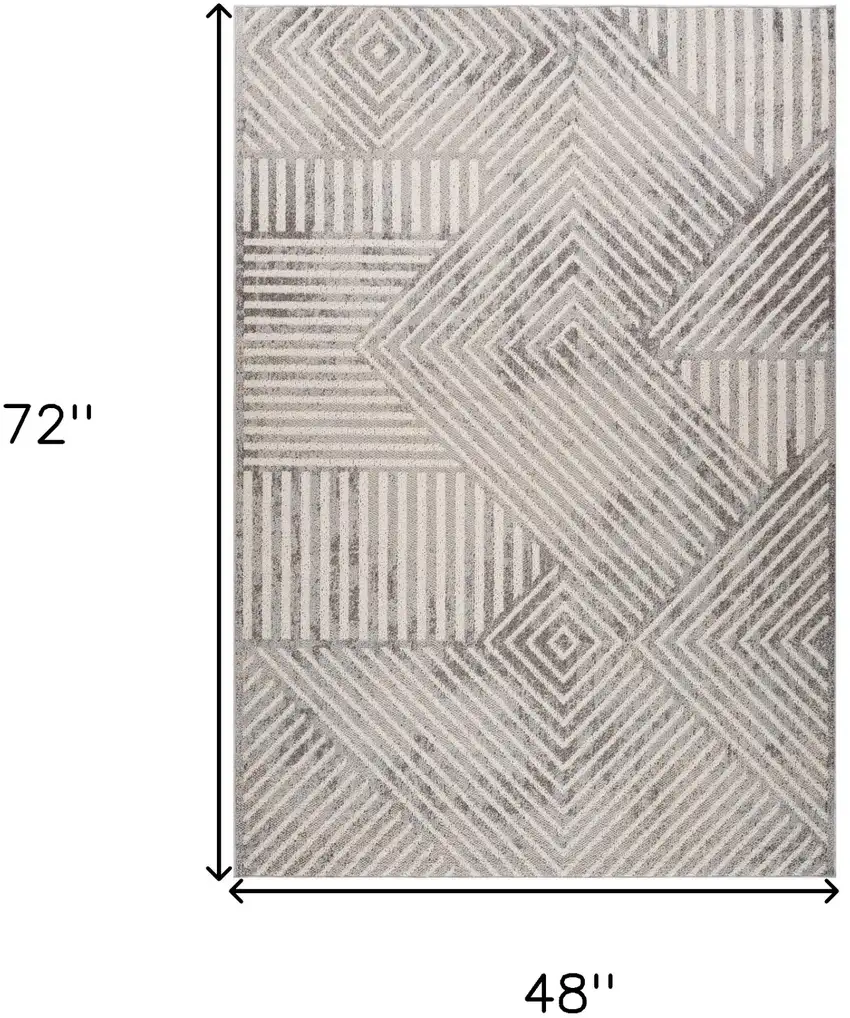Gray and Beige Abstract Distressed Area Rug Photo 3