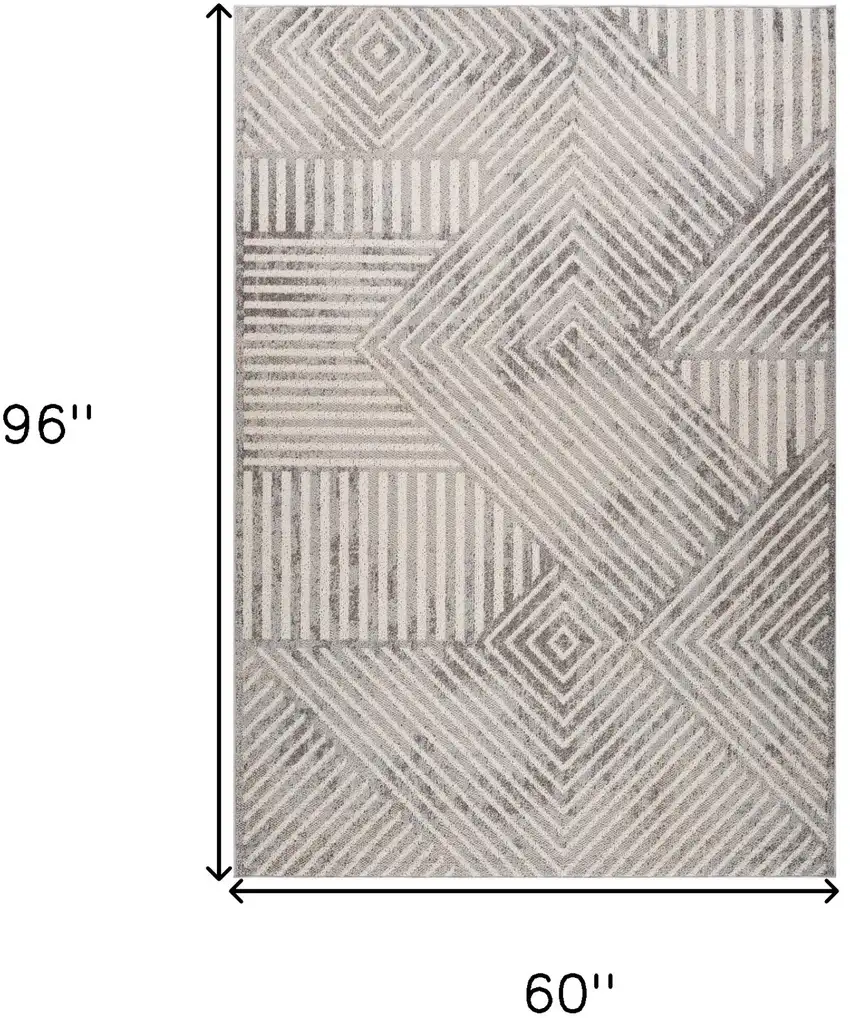 Gray and Beige Abstract Distressed Area Rug Photo 3