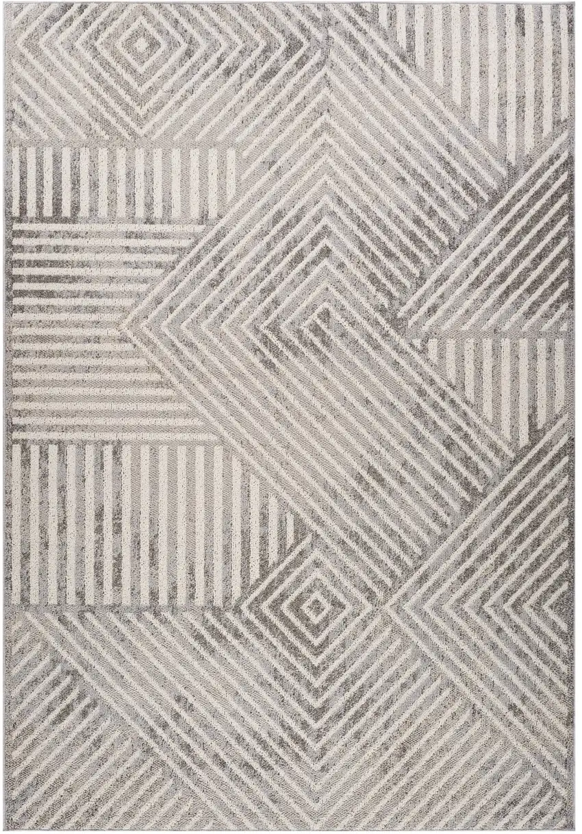 Gray and Beige Abstract Distressed Area Rug Photo 2