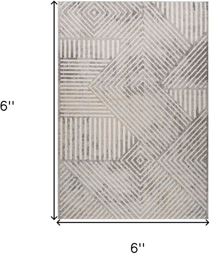 Gray and Beige Abstract Distressed Area Rug Photo 3