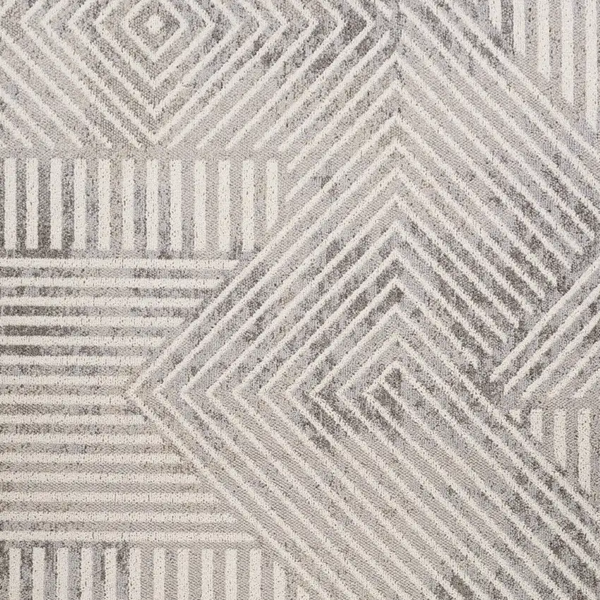 Gray and Beige Abstract Distressed Area Rug Photo 5