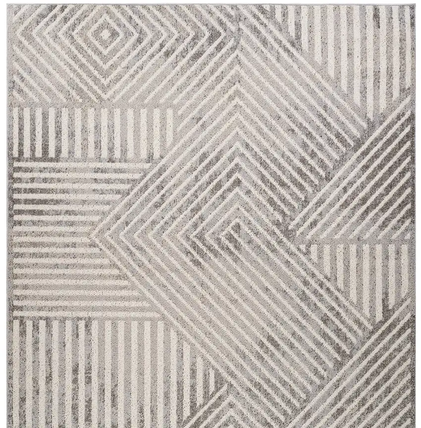 Gray and Beige Abstract Distressed Area Rug Photo 6