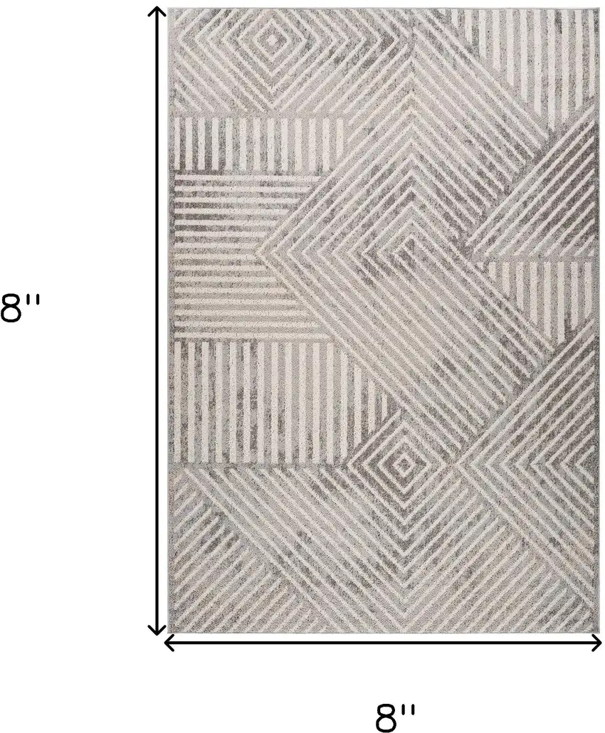 Gray and Beige Abstract Distressed Area Rug Photo 3