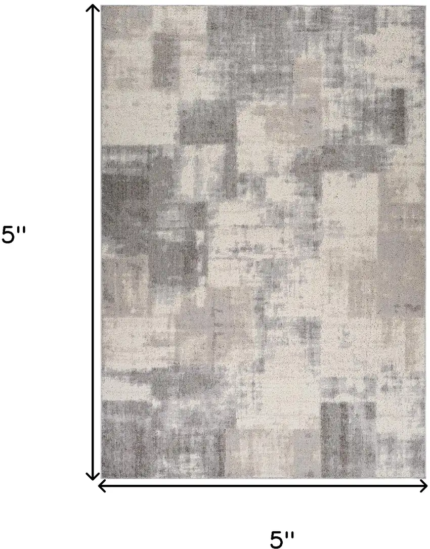 Gray and Beige Abstract Distressed Area Rug Photo 3
