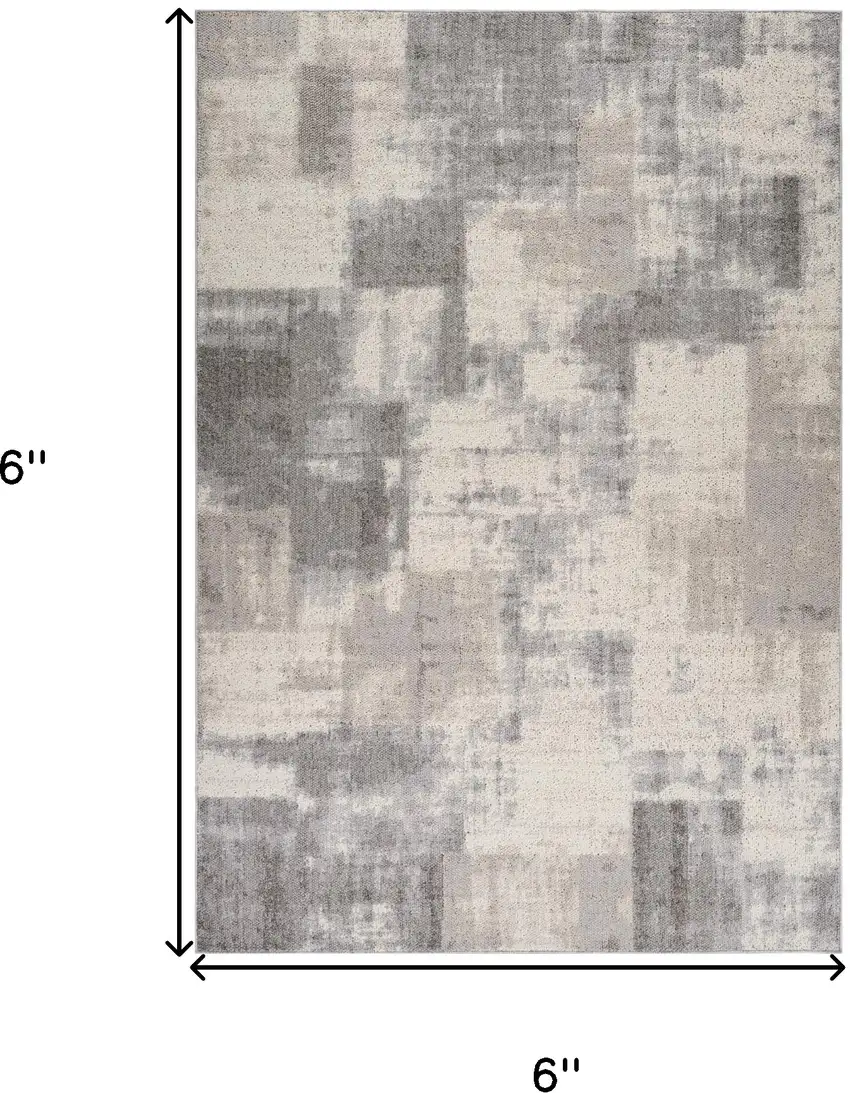 Gray and Beige Abstract Distressed Area Rug Photo 3