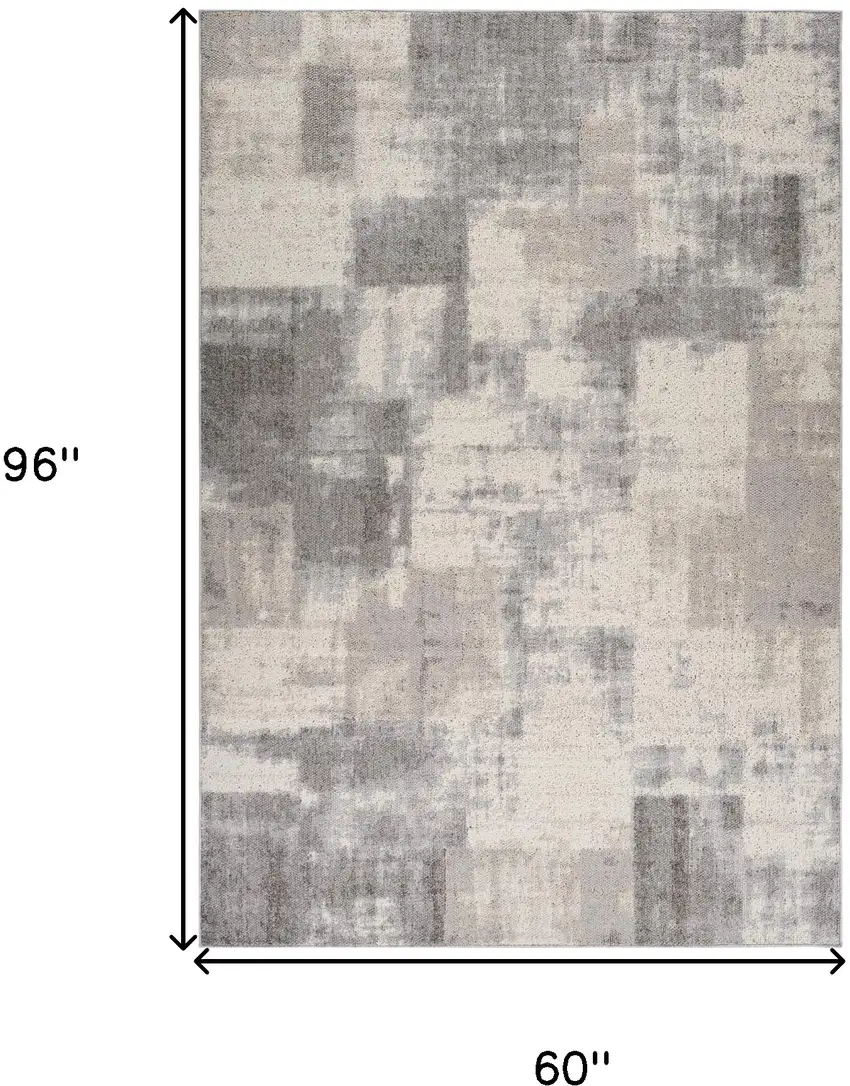 Gray and Beige Abstract Distressed Area Rug Photo 3