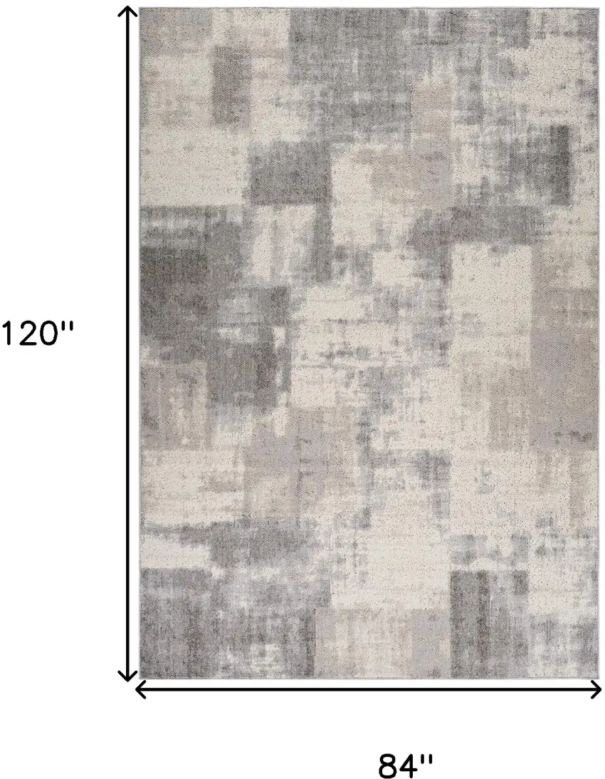Gray and Beige Abstract Distressed Area Rug Photo 3