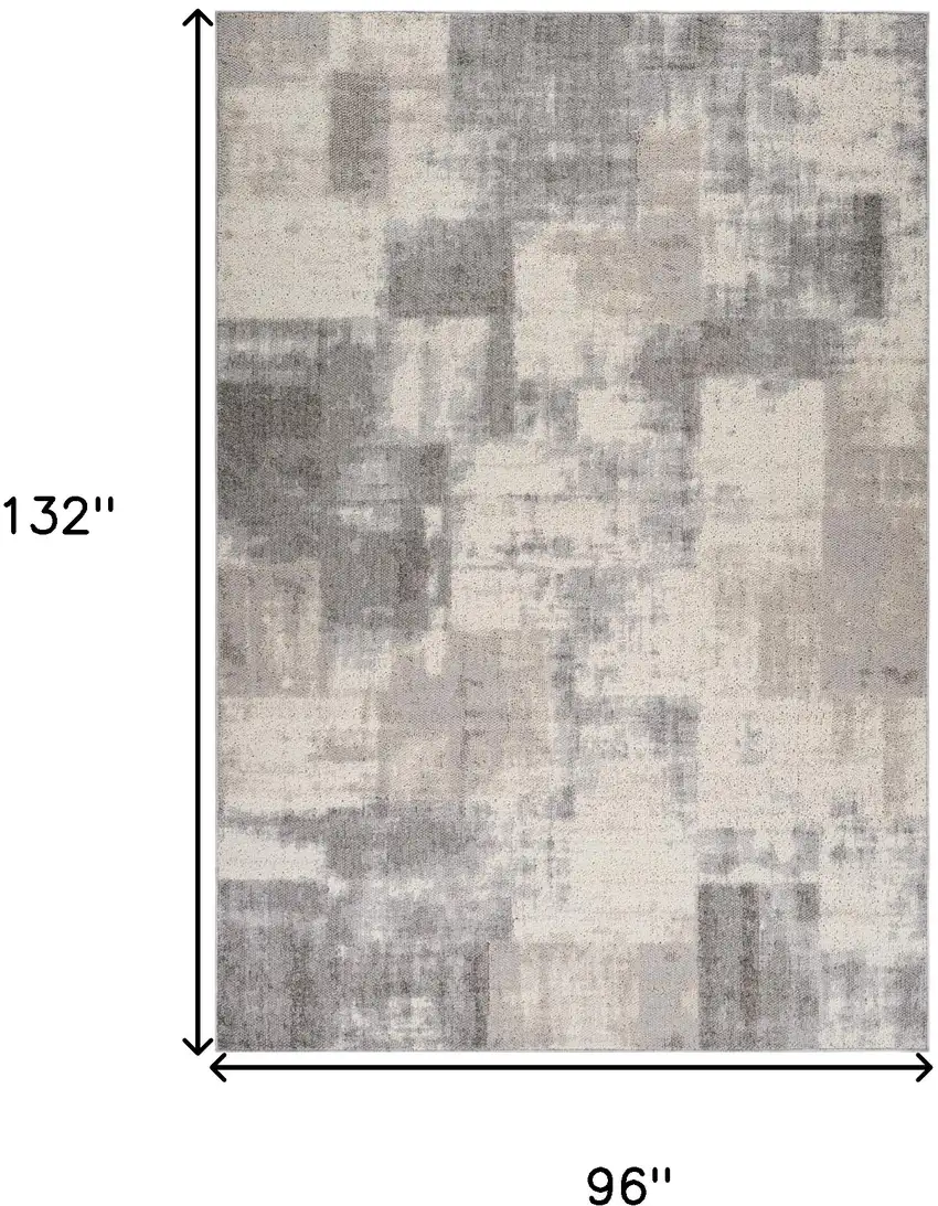 Gray and Beige Abstract Distressed Area Rug Photo 3