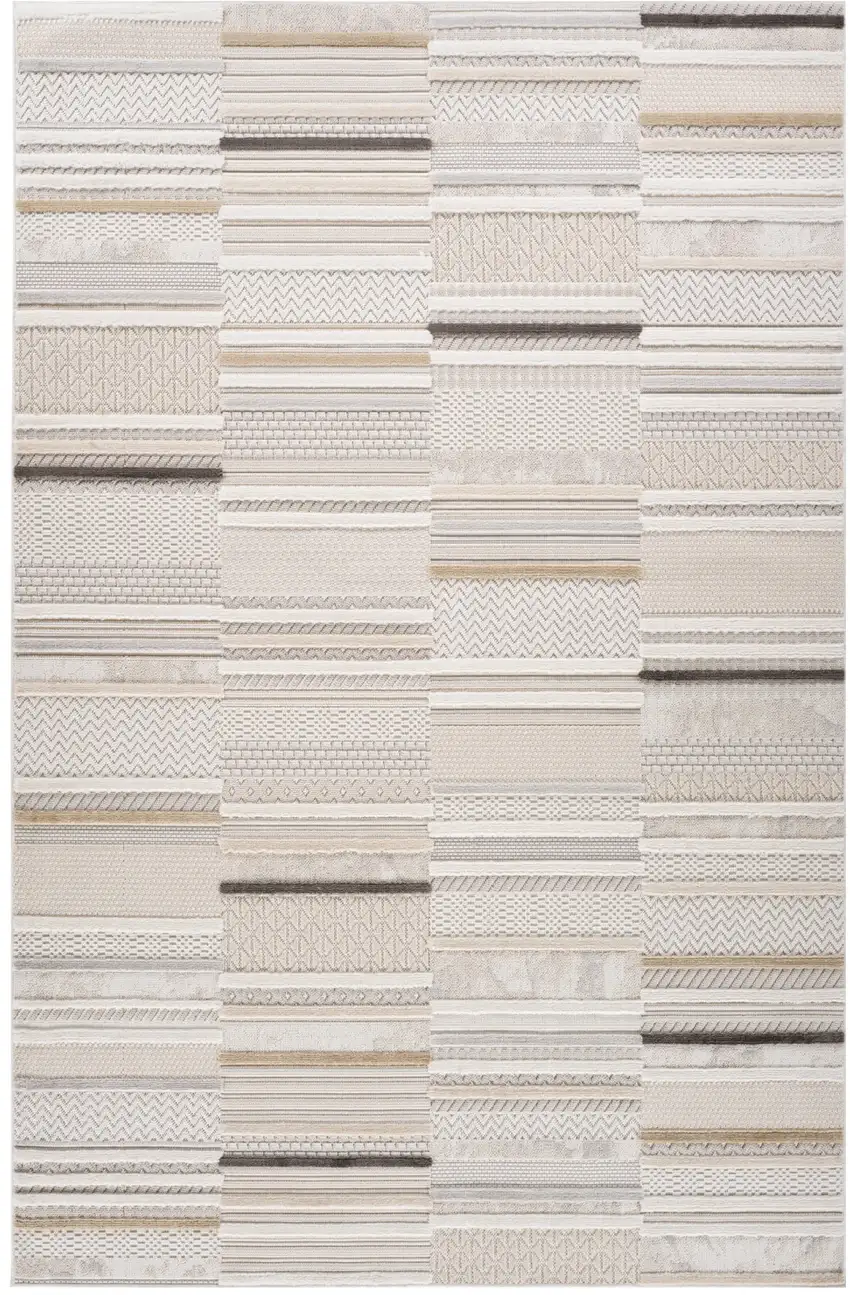 Gray and Beige Abstract Distressed Area Rug Photo 4