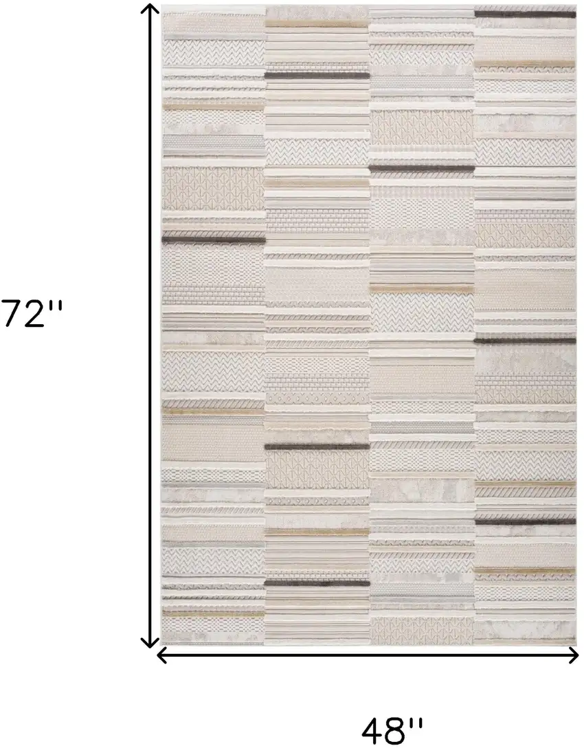 Gray and Beige Abstract Distressed Area Rug Photo 7