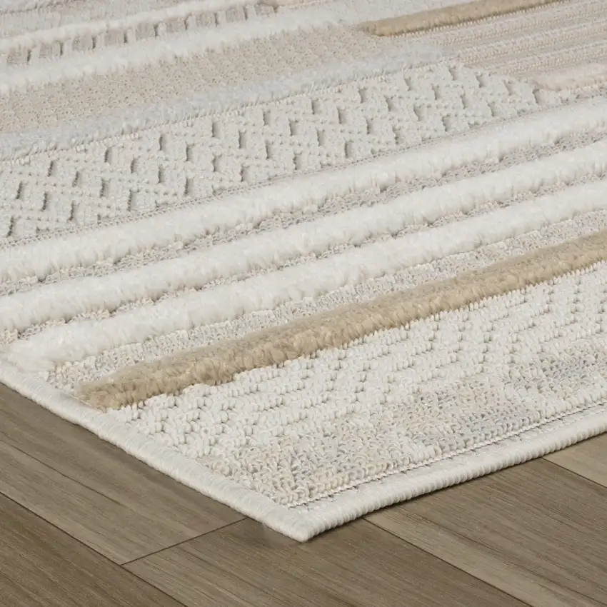 Gray and Beige Abstract Distressed Area Rug Photo 7