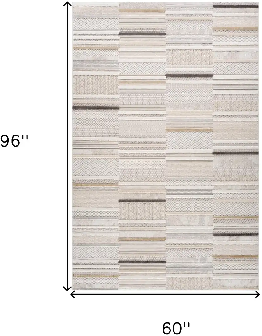 Gray and Beige Abstract Distressed Area Rug Photo 7