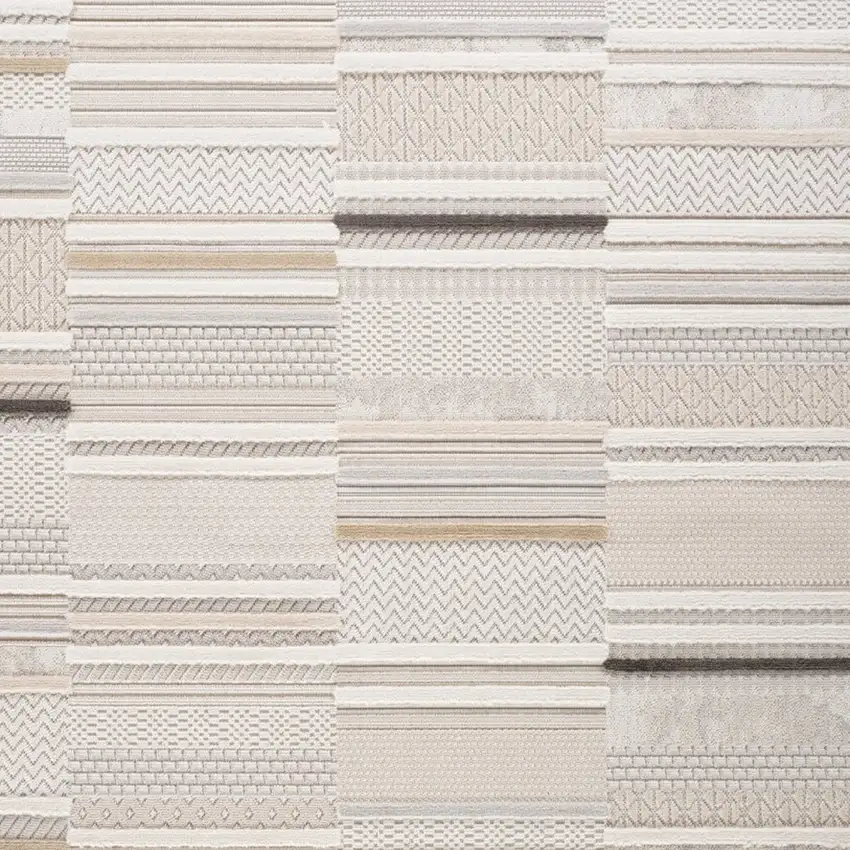 Gray and Beige Abstract Distressed Area Rug Photo 6