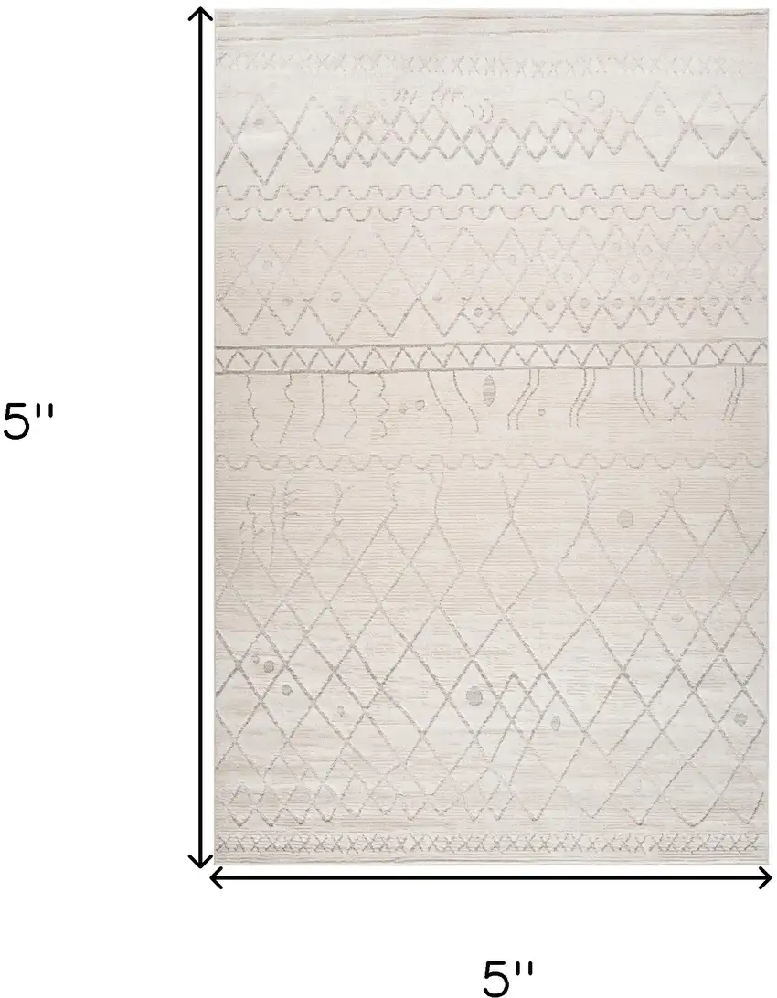 Gray and Beige Abstract Distressed Area Rug Photo 8