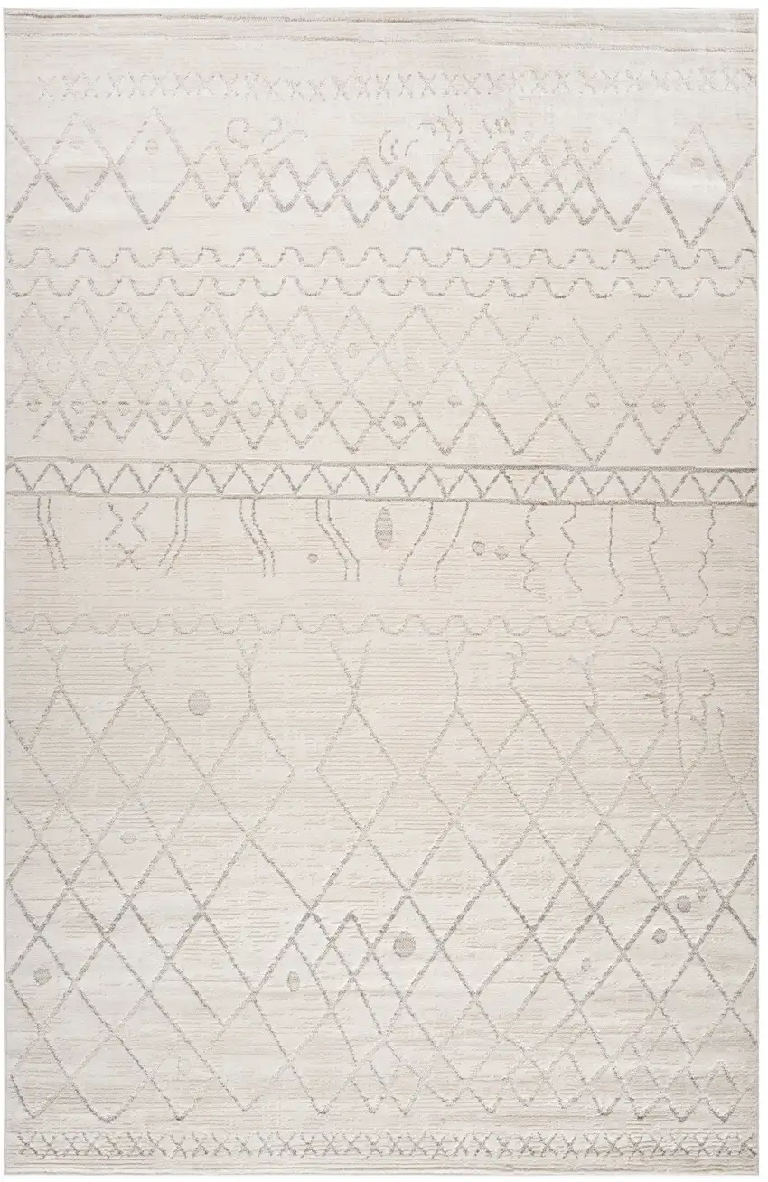 Gray and Beige Abstract Distressed Area Rug Photo 5