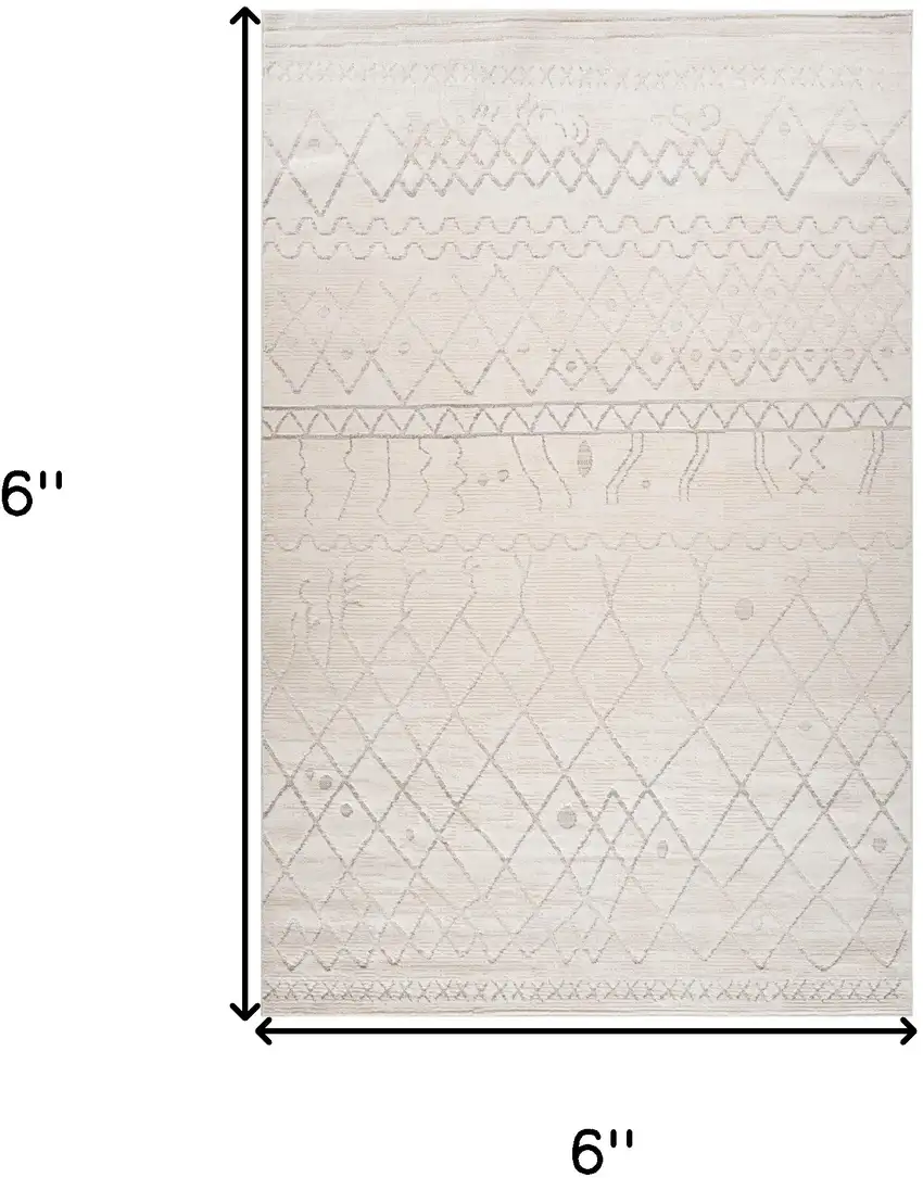 Gray and Beige Abstract Distressed Area Rug Photo 8