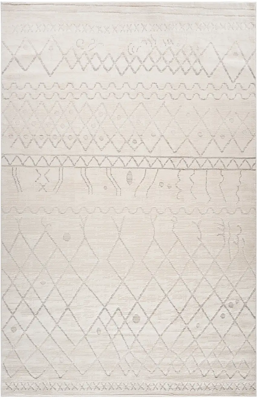 Gray and Beige Abstract Distressed Area Rug Photo 5
