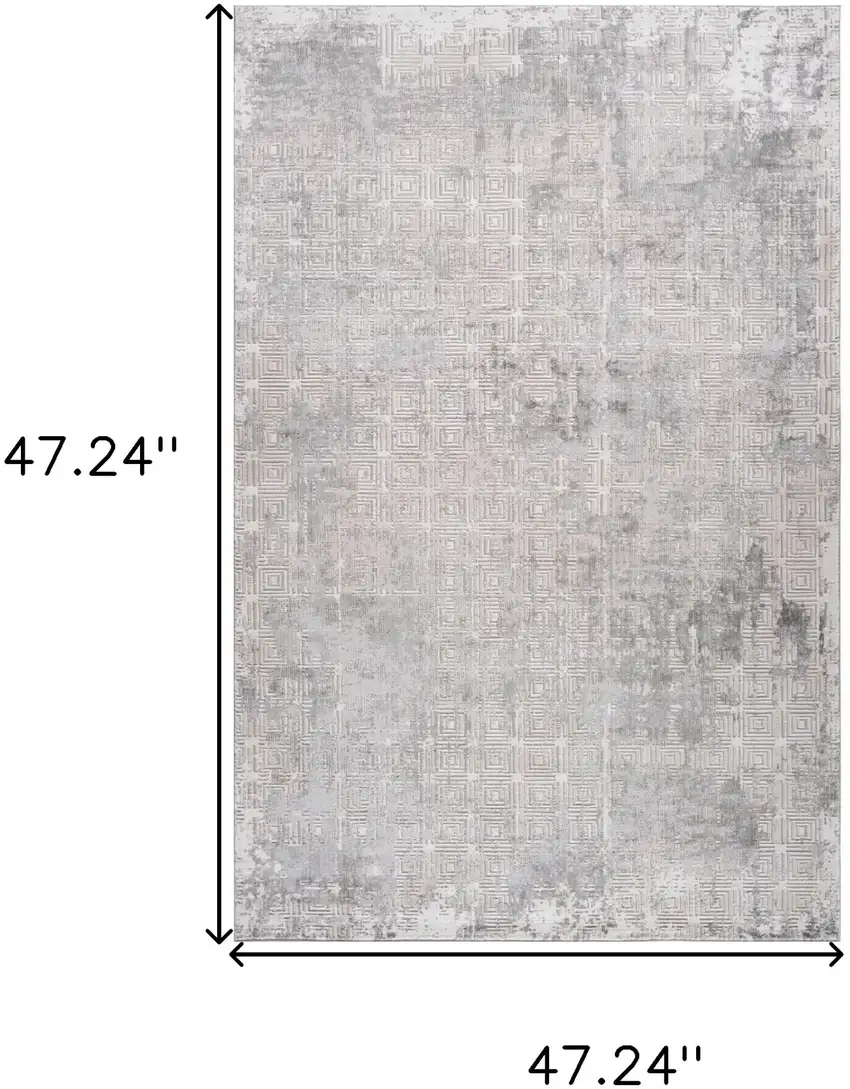 Gray and Beige Abstract Distressed Area Rug Photo 7
