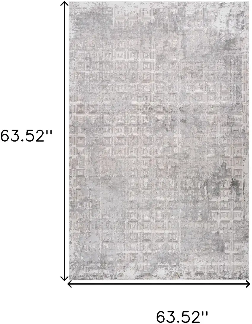 Gray and Beige Abstract Distressed Area Rug Photo 8