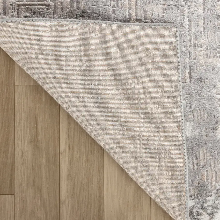 Gray and Beige Abstract Distressed Area Rug Photo 7