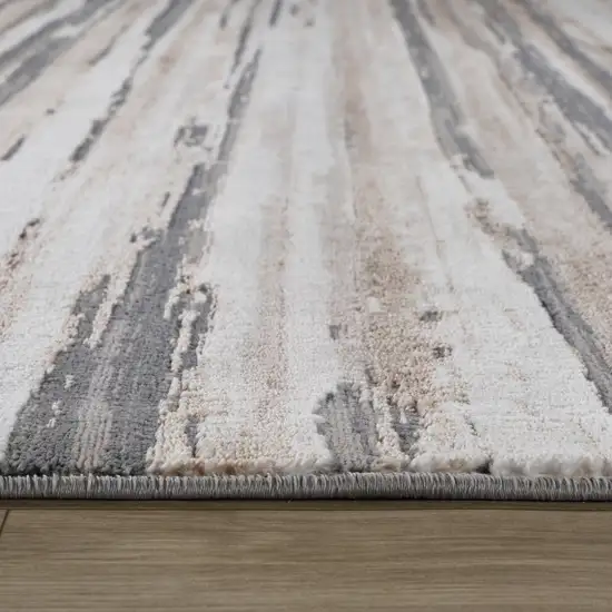 Gray and Beige Abstract Distressed Area Rug Photo 8