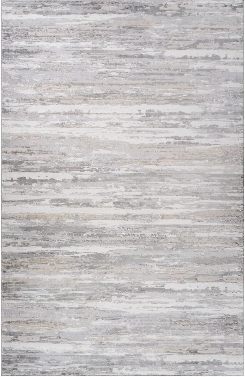 Gray and Beige Abstract Distressed Area Rug Photo 5
