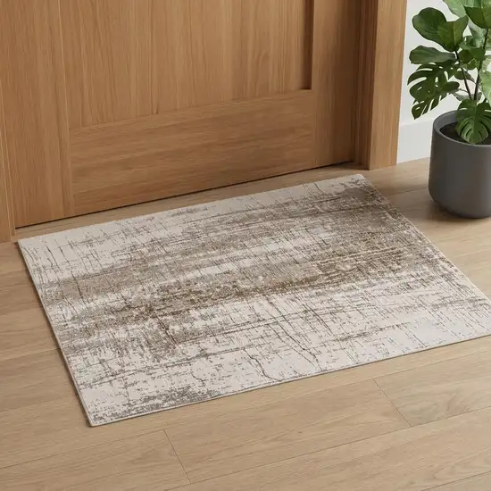 Gray and Beige Abstract Non Skid Area Rug Photo 1